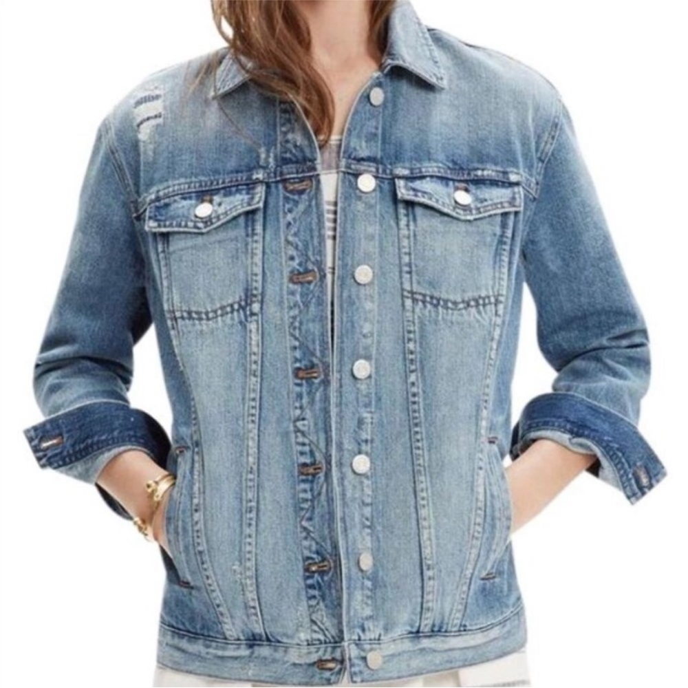 Madewell Distressed Oversized Denim Jean Jacket Size XS